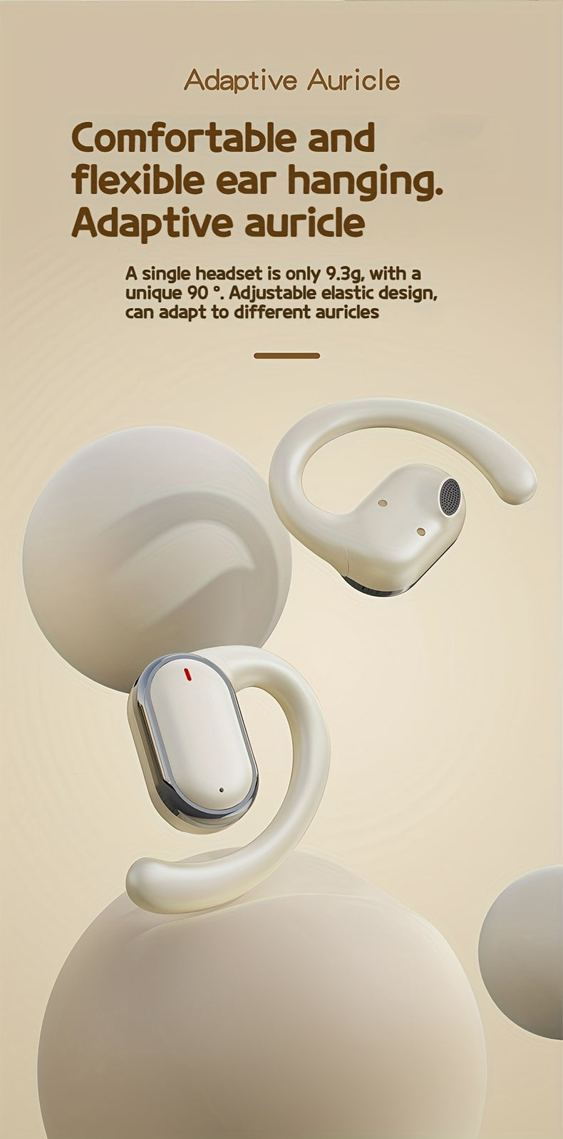 OWS Wireless TWS Audio Earphones With LED Power Display, Sports Ear Directional Sound Transmission, Earphones Supporting 90 Degree Adjustment, Non In Ear Sports Earphones, Game Music HIFI Surround Sound