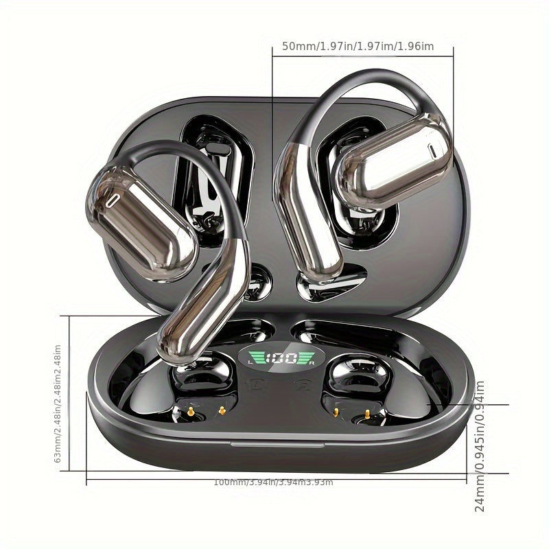 New Sports Wireless Earphones With High Sound Quality, Wireless 5.4 Earphones With Ear Hooks, Sports 50H Earphones, Wireless Earphones, Earphones With High-definition Stereo, LED Display In Black