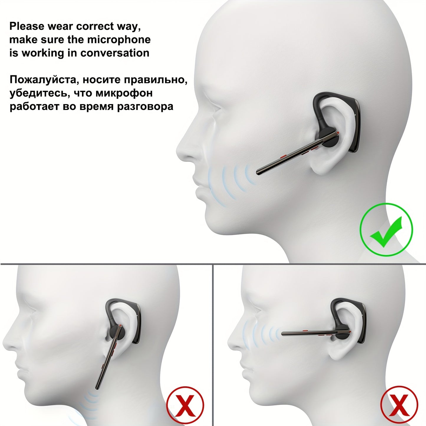 ProSound Bee Wireless Earphones - 24 Hours Talk Time, 270° Rotatable, Dual Microphone, Noise Cancelling, Crystal-Clear Sound, Sweat-Resistant, Easy Pairing for Mobile Phone, Android, Driver, Business, Office