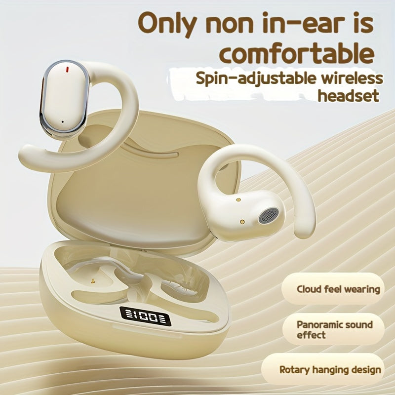 OWS Wireless TWS Audio Earphones With LED Power Display, Sports Ear Directional Sound Transmission, Earphones Supporting 90 Degree Adjustment, Non In Ear Sports Earphones, Game Music HIFI Surround Sound