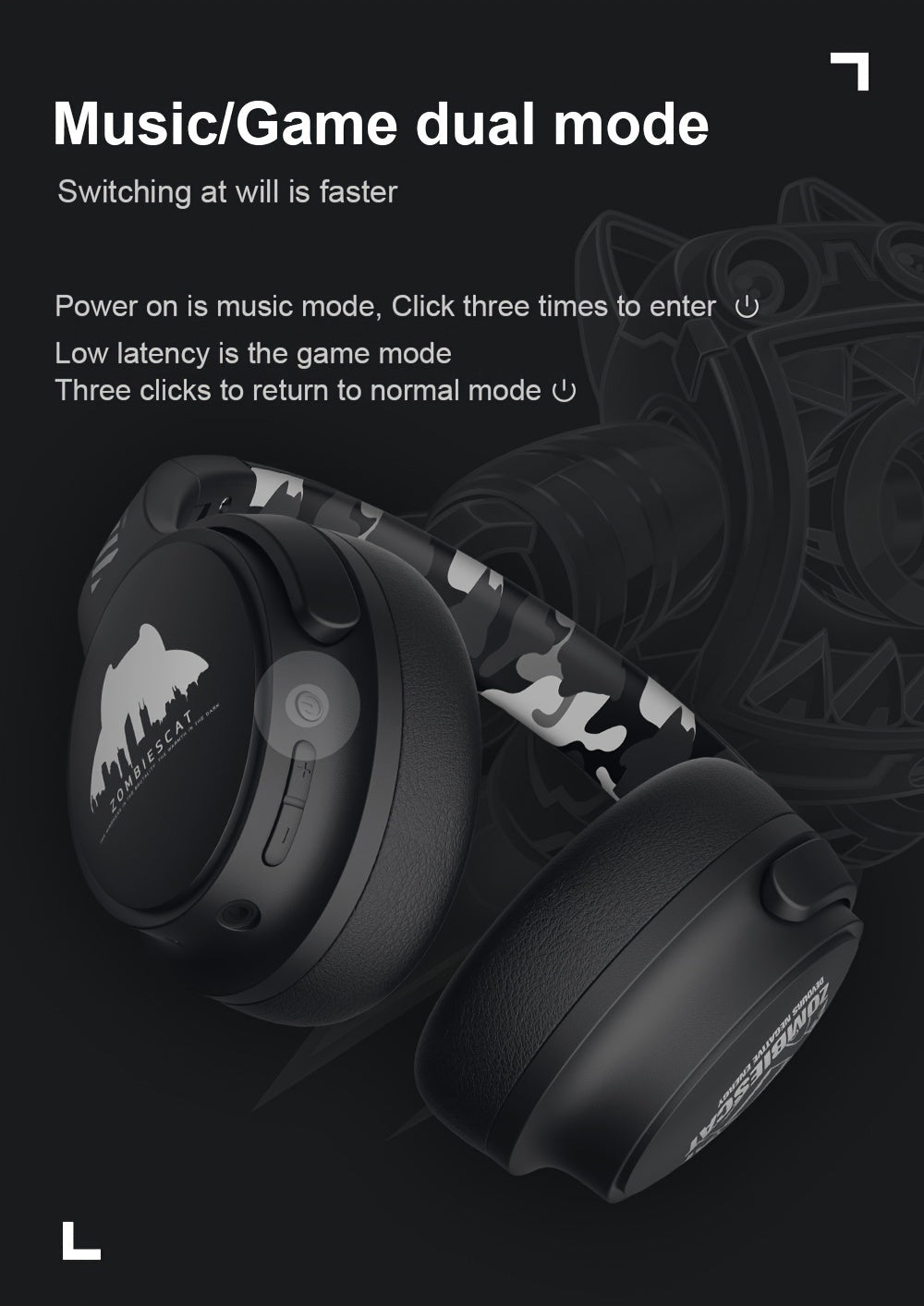 ZOMBIESCAT Wireless Earphones Headworn Wireless Noise Reduction Computer Wired Game 2024 New Ultra Long Range