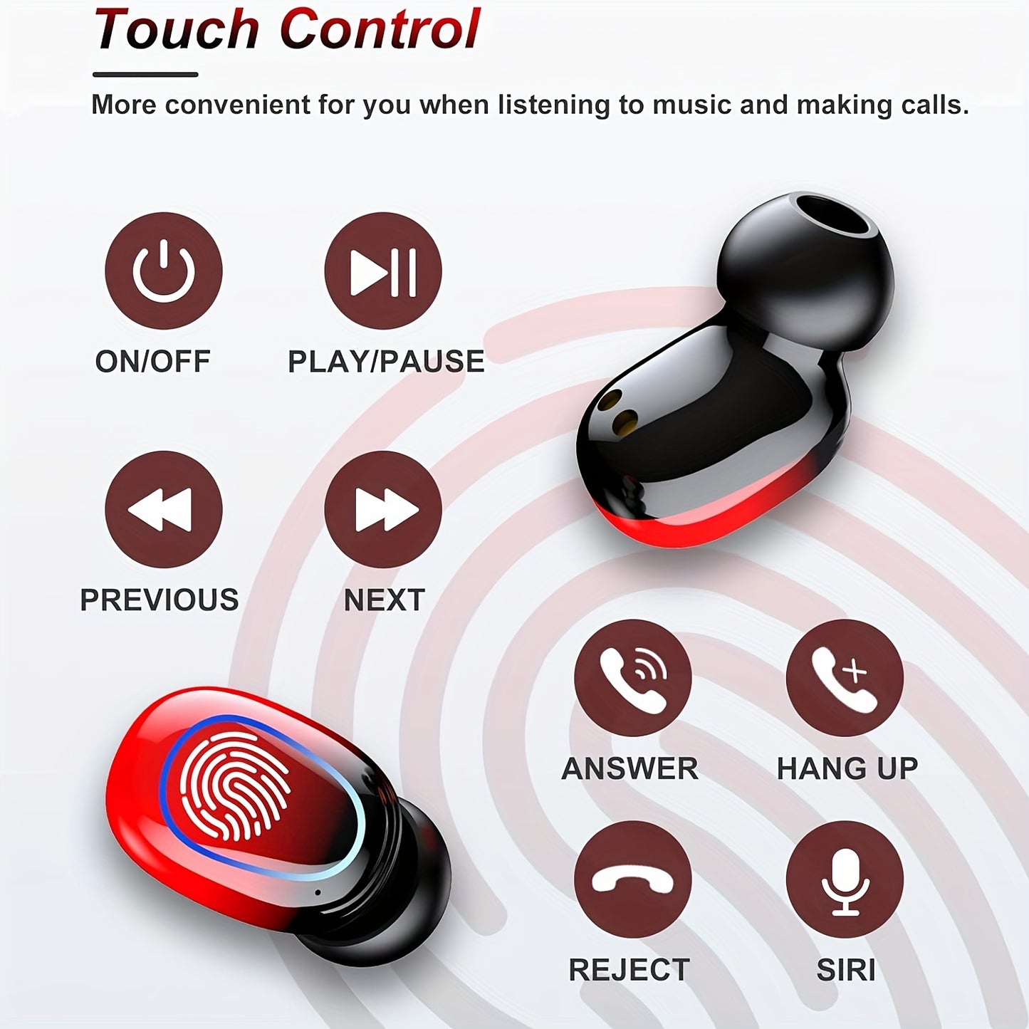 ProSound Wireless Earbuds - Waterproof Stereo Earphones with In-Ear Touch Control, Deep Bass, and Crystal-Clear Microphone for Sports, Gaming, Running, and Everyday Use - Sweat-Resistant and Lightweight Design