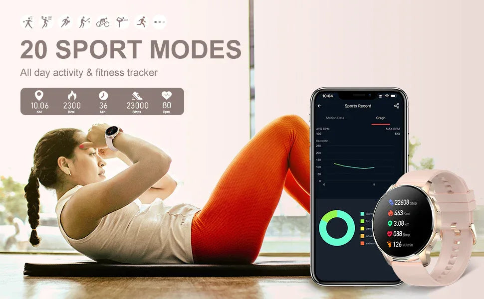 Smart Watch for Women (Answer/Make Call), Fitness Tracker for Android and iOS Phones Waterproof Smartwatch with 1.32" HD Full - Wear444