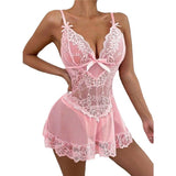 See-through sexy lace pajama set