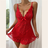 See-through sexy lace pajama set