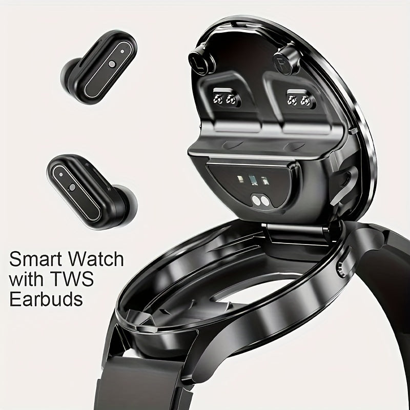 Newest Smart Watch With Earbuds, TWS Earphones Music Or Wireless Call, 1.39" HD Display, Multi Sports Modes, Rich Dials, Weather Forecast, Sports Pedometer Watch, For Android IOS