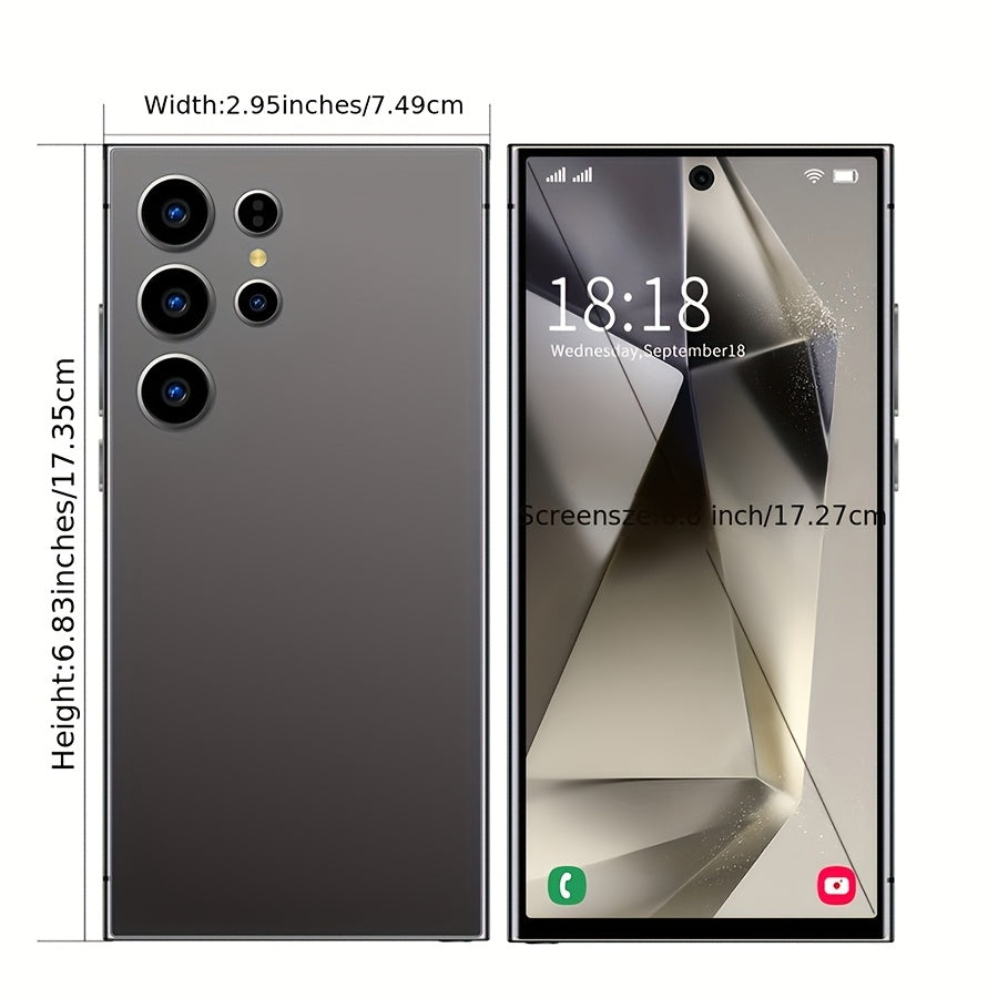 8GB+256GB Unlocked Smartphone S24Pro, Android 13, 6.8-inch Display, 13MP+50MP Camera, 6800mAh Battery, Dual SIM, Dual Standby, GPS, Built-in Stylus, Comes With Earphones | Case | Screen Protector | Type-c Cable, Ideal Valenti