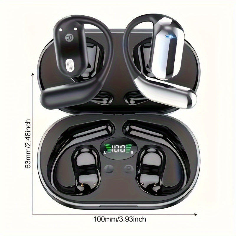 New Sports Wireless Earphones With High Sound Quality, Wireless 5.4 Earphones With Ear Hooks, Sports 50H Earphones, Wireless Earphones, Earphones With High-definition Stereo, LED Display In Black