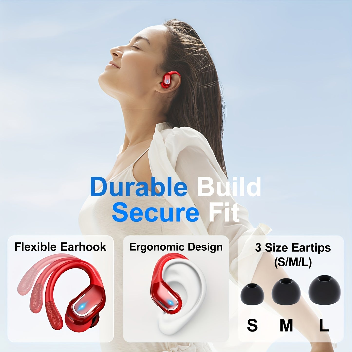 New Wireless Earbuds for Running Sports: LIFEBEE Earphones with Earhooks, Pure Bass Sound, Dual-LED Display, ENC Noise Cancelling, Built-in Microphone