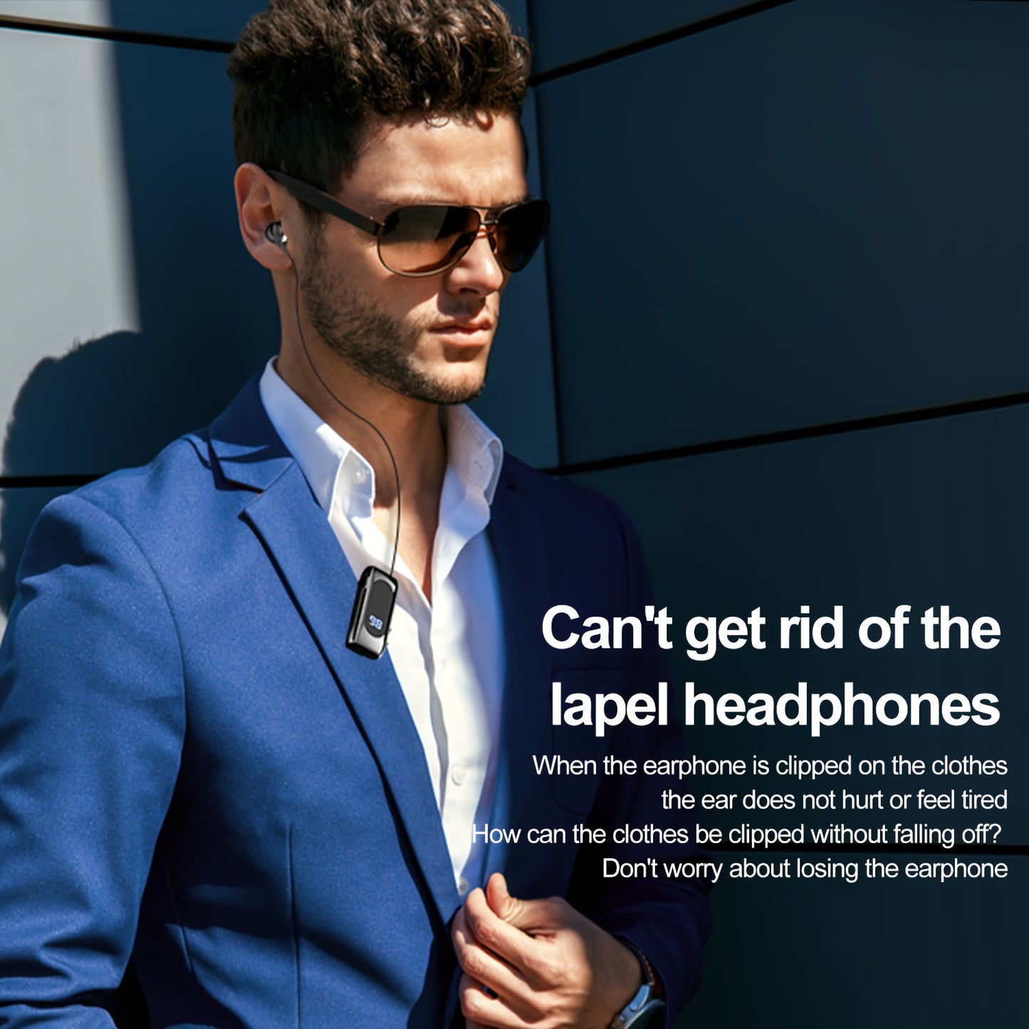 Collar Style Retractable Cable Wireless Wireless Earphones, Sports Single Ear Earphones, Business Earphones, Can Connect Two Wireless Devices At The Same Time, LED Battery Display, Compatible With Mobile Phones, Tablets, Lapt