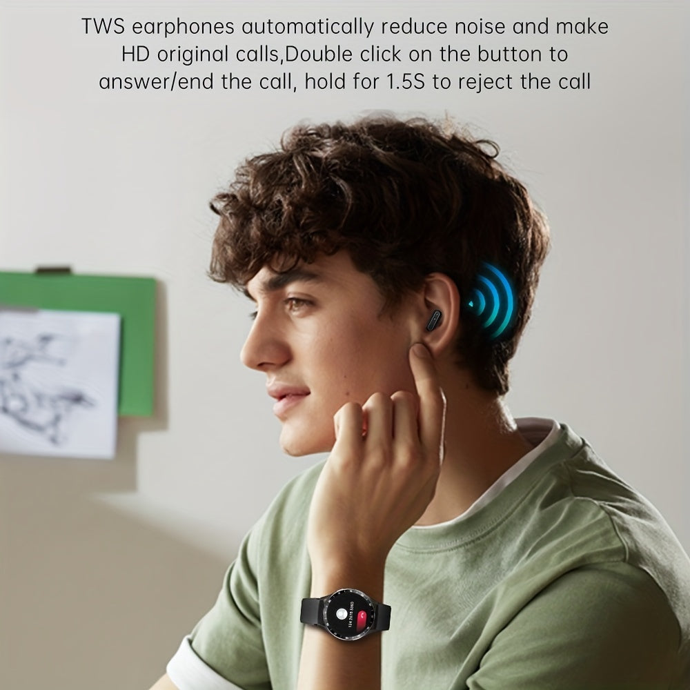 Newest Smart Watch With Earbuds, TWS Earphones Music Or Wireless Call, 1.39" HD Display, Multi Sports Modes, Rich Dials, Weather Forecast, Sports Pedometer Watch, For Android IOS