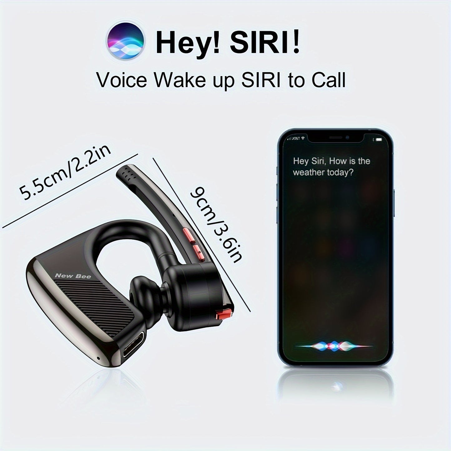 ProSound Bee Wireless Earphones - 24 Hours Talk Time, 270° Rotatable, Dual Microphone, Noise Cancelling, Crystal-Clear Sound, Sweat-Resistant, Easy Pairing for Mobile Phone, Android, Driver, Business, Office