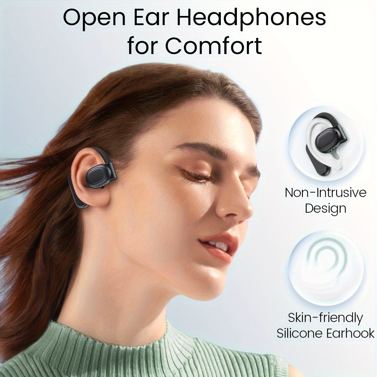 Open Wireless Earphones, 80 Hours Of Battery Life, With Ear Hooks, Wireless 5.3 Touch, Air Conduction Sports Earphones, Suitable For Running Exercise