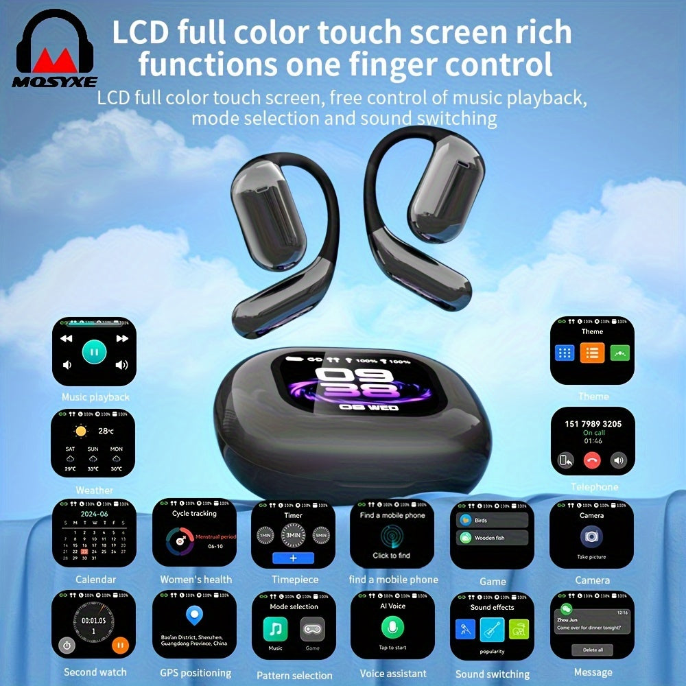 Wireless Earbuds Wireless 5.4, Touch Screen Earbuds, Wireless Earbuds, ENC Noise Cancelling In-Ear Earbuds With Wireless Charging Case LCD Display Deep Bass Earphones