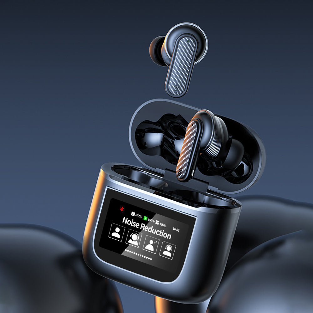 Wireless Earbuds With Smart Touch Screen Charging Case 50H Playback Deep Bass Stereo EarBuds Smart Earphones Headsets With Mic