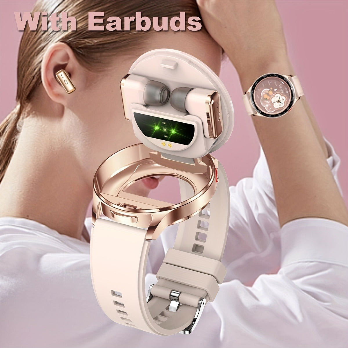 [Smart Watch] 1.39-inch Women's Multifunctional Smart Watch | With Earphones, Supports 100+ Sports Modes, Call Reminders, Calorie Pedometer, Mobile Phone Reminders, Music Playback, Multiple Sports Modes, Fitness Watch, Sports