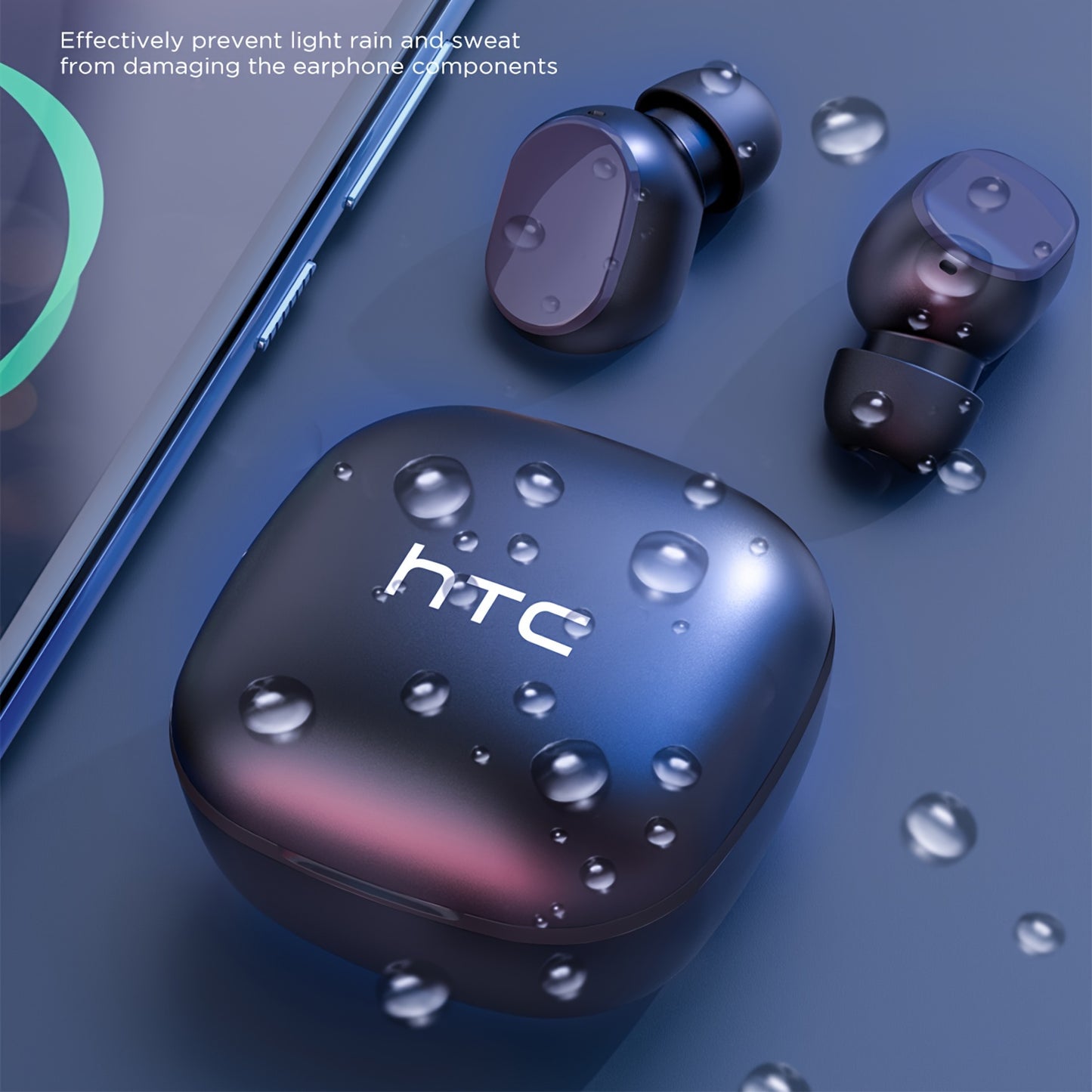 HTC True Wireless Earbuds 6 Stereo Earphones, In Ear Headphone With Transparent Charging Case, Built-in Microphone/Touch Control For Calling, Running