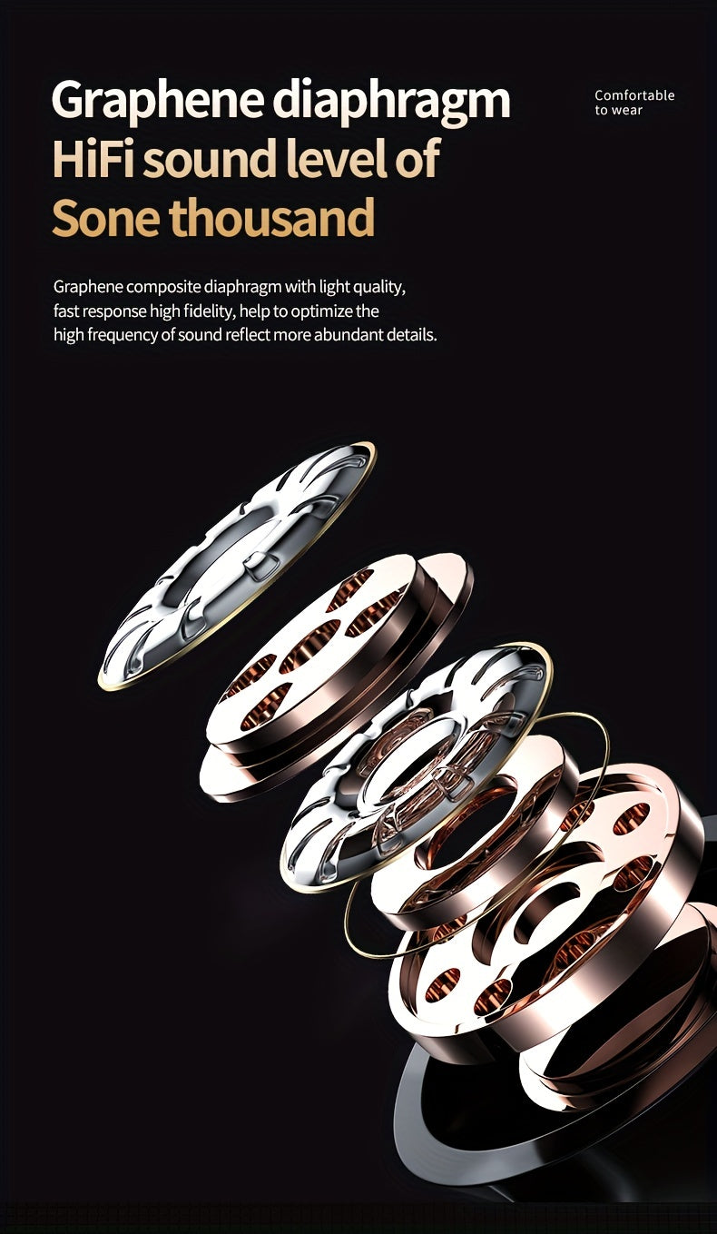 Wireless earphones with mirror digital display, hifi sound quality, high power, emergency charging function for in ear wireless earphones, high-definition voice touch operation, automatic connection to binaural call earphones