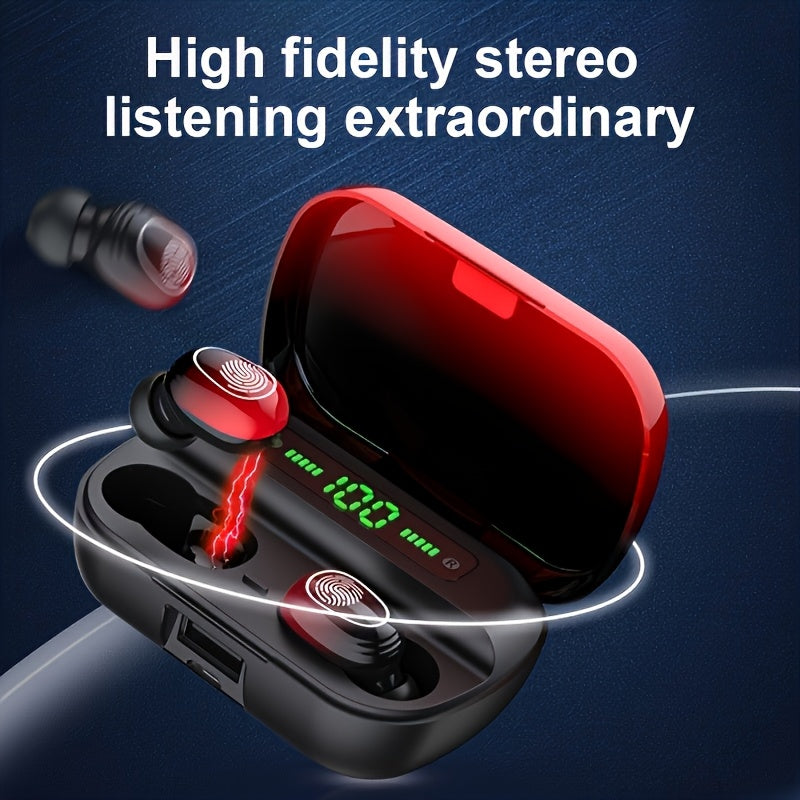 Mosyxe Wireless Stereo Earphones with Touch Control, Dual Microphones, and Type-C Charging - Ideal for Sports, Gaming, and Running