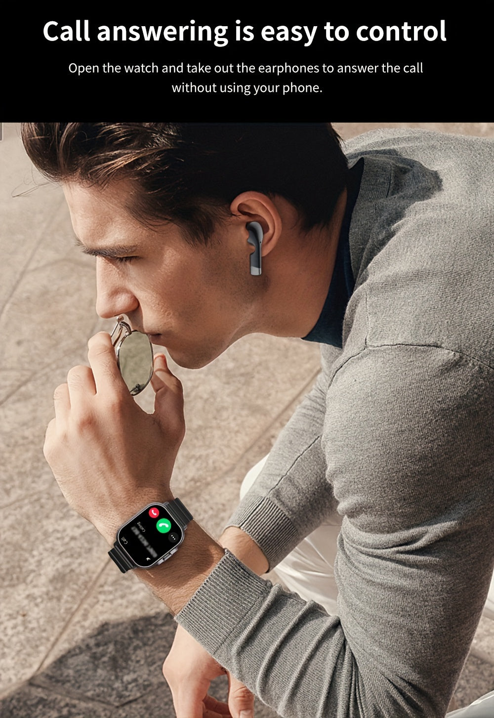 Two-in-One Wireless Earphone Watch - Smartwatch with Built-in Earphones, Multi-functional Sports Features, and Quick Call Answering - Convenient, Sweat-Resistant, and Stylish