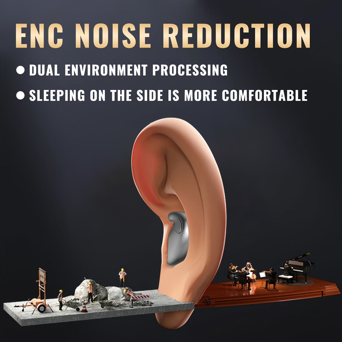 New Ultra-thin And Ultra Small Sleep Earphones With Invisible Dual Ear High-definition Call HIFI Sound Effect, Heavy Bass Running, Listening To Music, Male, Female, Adult, And Child Universal Birthday Gifts