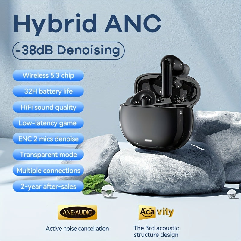 [30H Playback Wireless Earbuds] Wireless Earbuds Active Noise Cancelling Earphones, Wireless 5.2 With Microphone Charging Case, 30 Hours Playback Time, In Ear High Fidelity Stereo Earphones Suitable For IPhone Airpod Pro/Andr