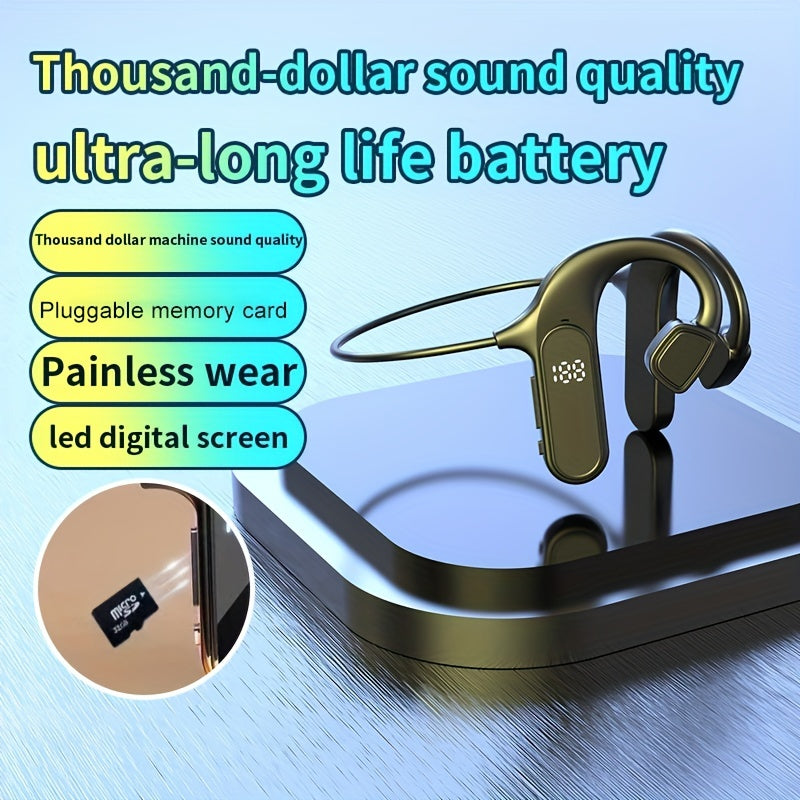 True Wireless Earphones With High-quality Noise Reduction, In Ear Sports Games, Super Long Lifespan, 2024 New Model With Excellent Sound Quality, Equipped With A Digital Display Screen And Removable Memory Card For Playback