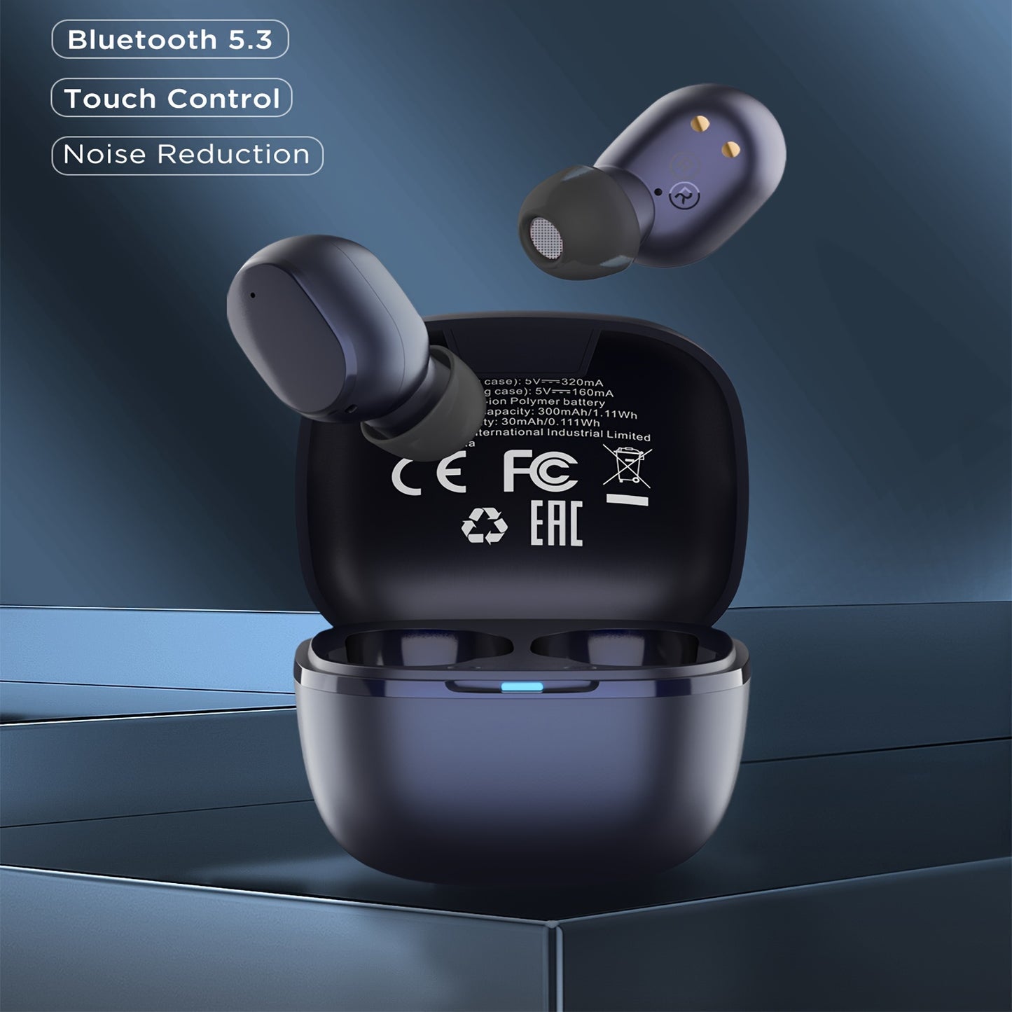 HTC True Wireless Earbuds 6 Stereo Earphones, In Ear Headphone With Transparent Charging Case, Built-in Microphone/Touch Control For Calling, Running