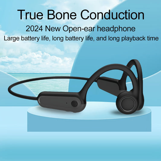Long Battery Life True Wireless Bone Conduction Earphones 2024 - Open-Ear Design with Built-in Mic, Ideal for Running, Cycling & Driving