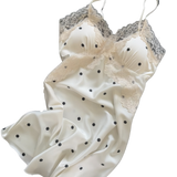 Pajamas Women's Summer Thin Ice Silk Sling Shorts suit Sweet Style Dot Lace Nightgown Home Clothes