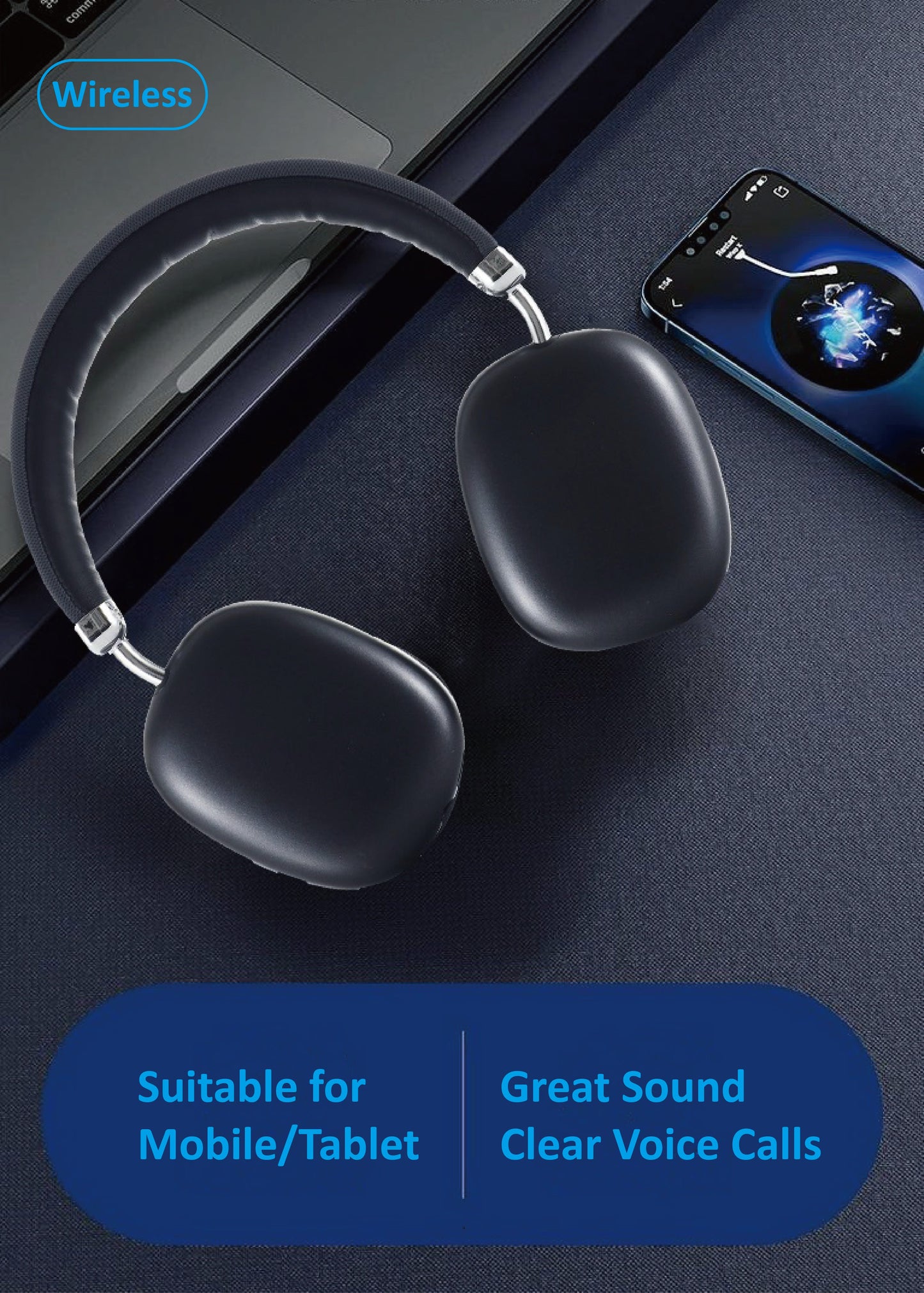 [Christmas Gift] Upgraded High-Quality Wireless Headphones, Lightweight Foldable Earphones with Built-In Microphone, Compatible with 3.5Mm Audio Cable, Travel Work Stereo Laptop Phone, Ios Wireless Gaming Headset, Christmas G