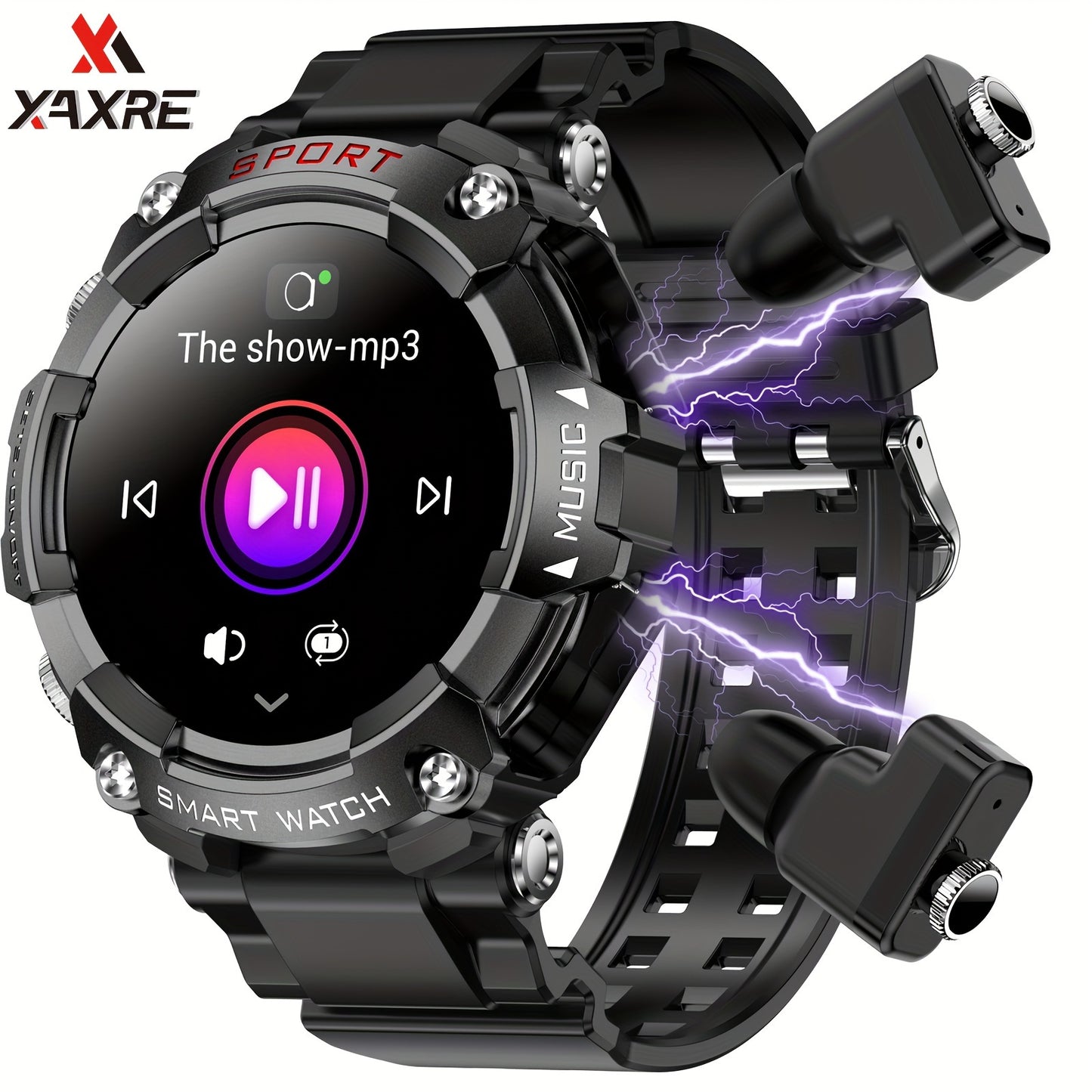 XAXRE Smart Watch With Built-In Earphones, In Ear Comfort In Ear Earphones, Long-Lasting And Painless, 1.52-Inch Screen Smart Watch, 400mAh Large Capacity Battery, Smart Watch Supporting Multiple Languages, Receiving Messages