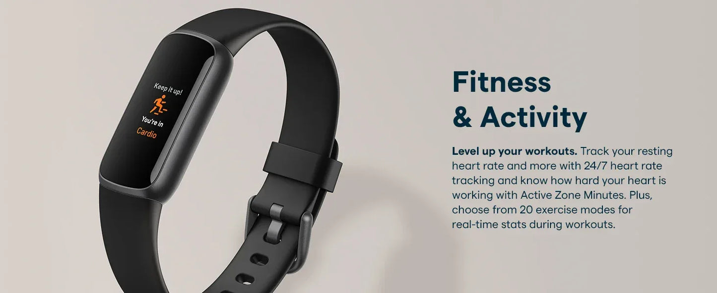 Fitbit Luxe Fitness Tracker AMOLED Screen 24/7 Heart Rate Monitor Sleep SpO2 Stress Tracker Waterproof Smart Bracelet - Wear444