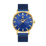 YaLaLuSi brand casual men's quartz watch green disk gold mesh belt business fashion quartz watch simple atmosphere trend watch