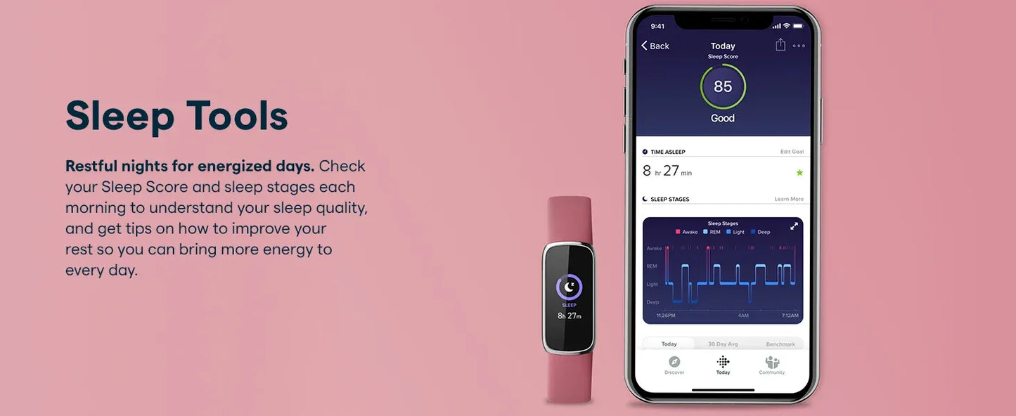 Fitbit Luxe Fitness Tracker AMOLED Screen 24/7 Heart Rate Monitor Sleep SpO2 Stress Tracker Waterproof Smart Bracelet - Wear444