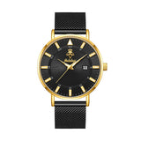YaLaLuSi brand casual men's quartz watch green disk gold mesh belt business fashion quartz watch simple atmosphere trend watch