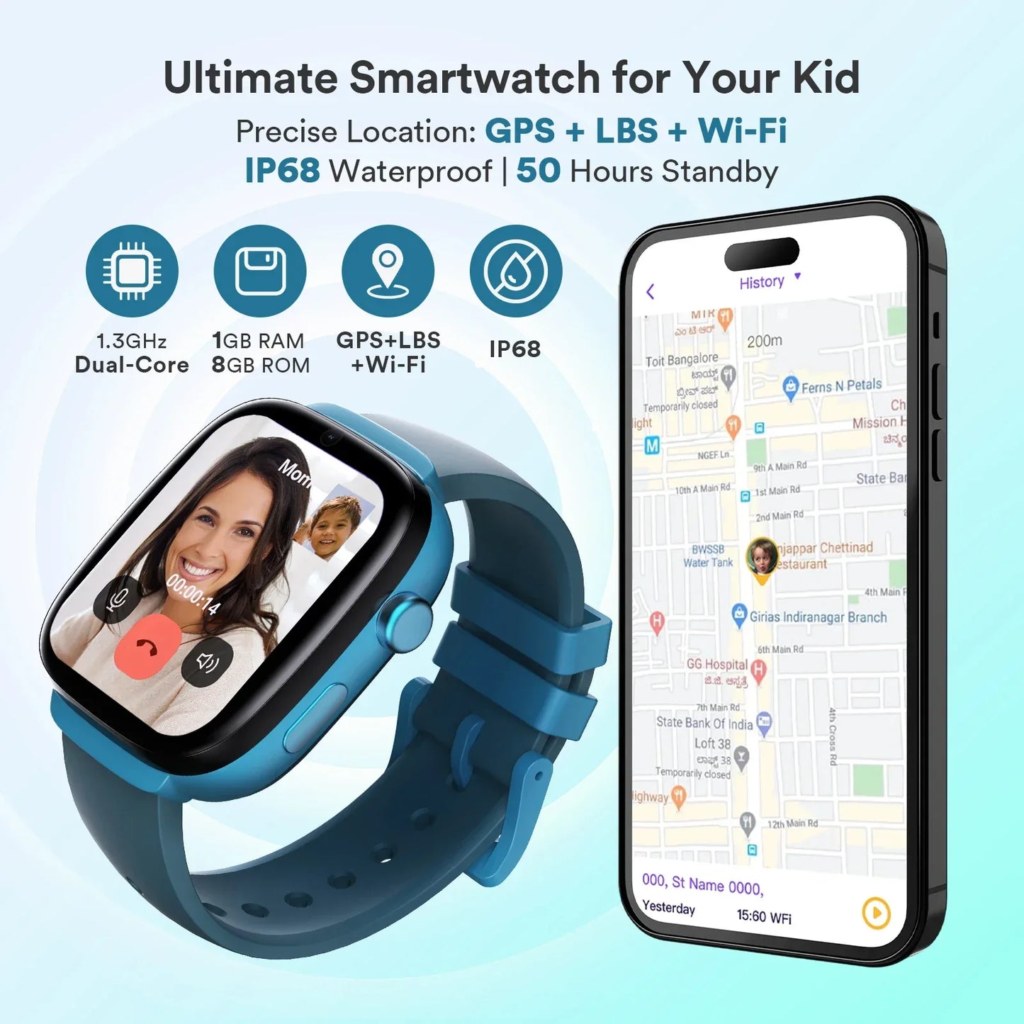 4G Kids Smart Watch GPS Two Way Call Video SOS Child Gift Parental Controls Waterproof Birthday Gift for Boys and Girls - Wear444