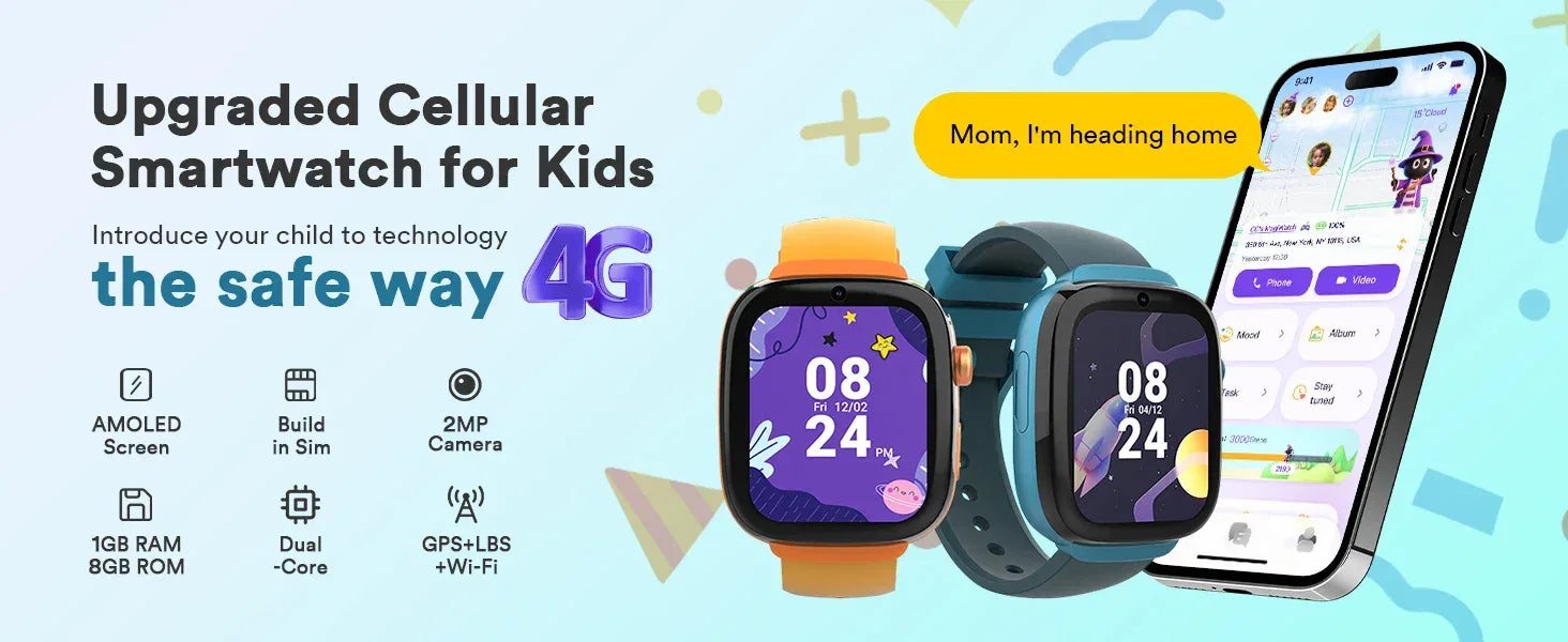 4G Kids Smart Watch GPS Two Way Call Video SOS Child Gift Parental Controls Waterproof Birthday Gift for Boys and Girls - Wear444