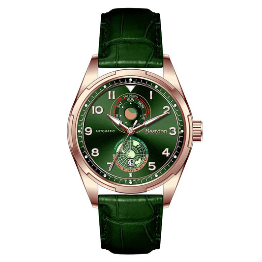 Bestdon BD77144G rose gold automatic watch with visible mechanical movement