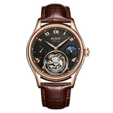 Aesop Gold Tourbillon Automatic Mechanical Wristwatches Men Leather Watch With Roman Number Men Watch Luxury Tourbillon