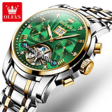 Olevs 9910 Sports Automatic Tourbillon Slef Wind Luxury Waterproof Metal Classic Cool Stainless Steel Luminous Date Men Watch