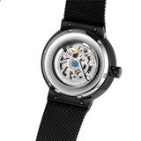 Forsining Hollow Out Mechanical Watches Engraved Luminous Hands Mesh Stainless Steel Band Black Skeleton Automatic Men Watch