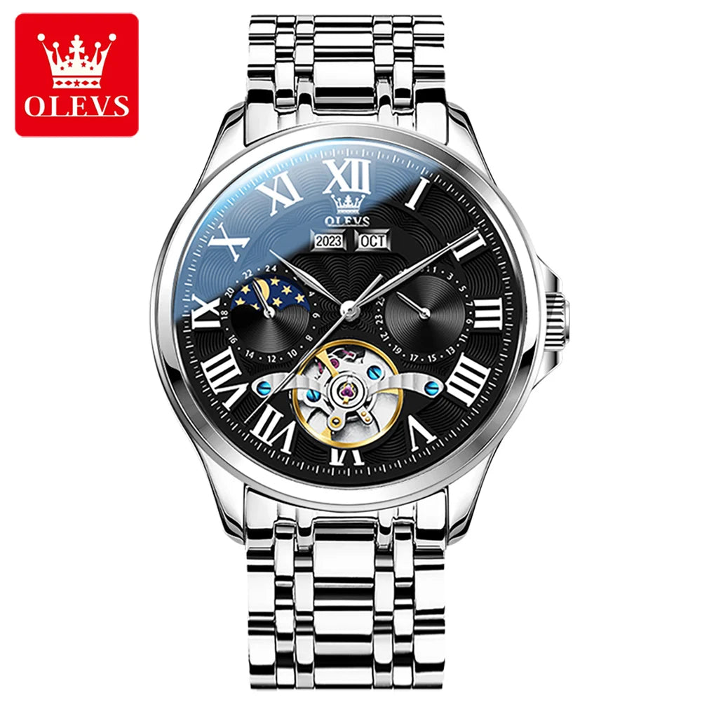 OLEVS 7013 Reloj Custom Logo Relogio Tourbillon Stainless Steel Self Winding Wrist Wristwatches Automatic Men Watch Mechanical