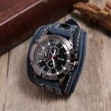 2025 Mens Quartz Wristwatch Fashion Cowhide Watchband Vintage Punk Big Round Watches Men Wide Genuine Leather Bracelets Clock