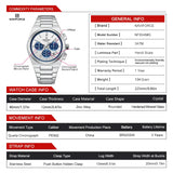 NAVIFORCE Trend Silver Blue Stainless Steel Couple Quartz Watches Calendar Chronograph for Lovers Waterproof Fashion Men Watch
