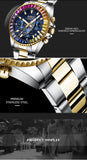 BIDEN 0163 New Men's Fashion Quartz Watches Sport Waterproof Luminous Multifunction Luxury Men Watch Stainless Steel Clock Gold