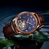 Aesop Gold Tourbillon Automatic Mechanical Wristwatches Men Leather Watch With Roman Number Men Watch Luxury Tourbillon