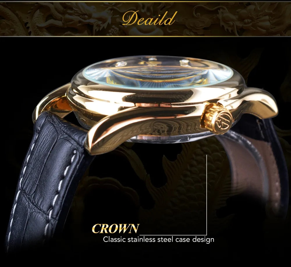 Forsining Automatic Skeleton Watch - Dragon Design Gold