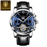 POEDAGAR Men Watch Automatic Mechanical Man Wrist Watch Hollow Tourbillon Stainless Steel Waterproof Luminous Date Mens Watches