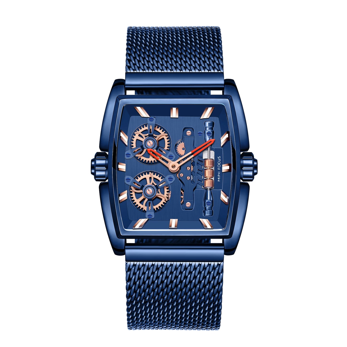 Mini Focus MF0322G Barrel Watch - Brown Mesh Steel Band